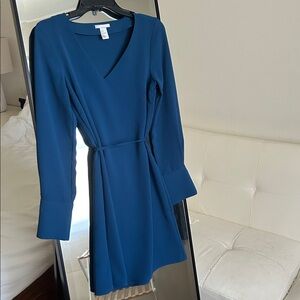 H&M Deep Blue Long Sleeve Dress
